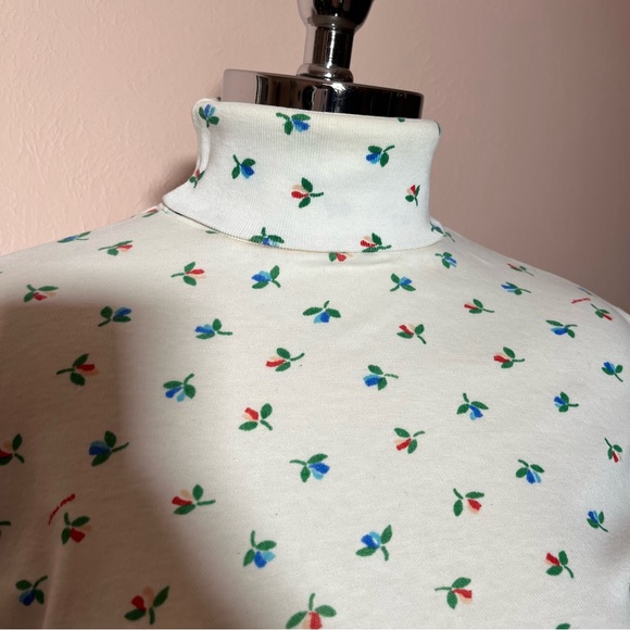Vintage 60 70 Obermeyer Cottagecore Flower Ski Turtleneck Tee shirt Base Layer - Picture 10 of 16